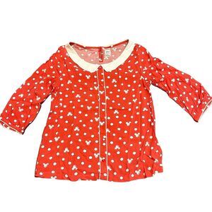 Disney LC Lauren Conrad Mickey Mouse Polka Dot Blouse Red‎ Size M